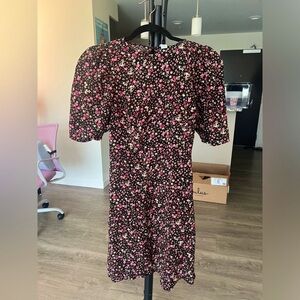 Old Navy - Waist-Defined Puff-Sleeve Floral Cotton Summer Poplin Mini Dress - S